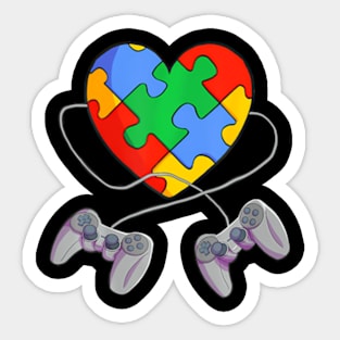 Video  Puzzle Piece Heart Controller Autism Awareness Sticker